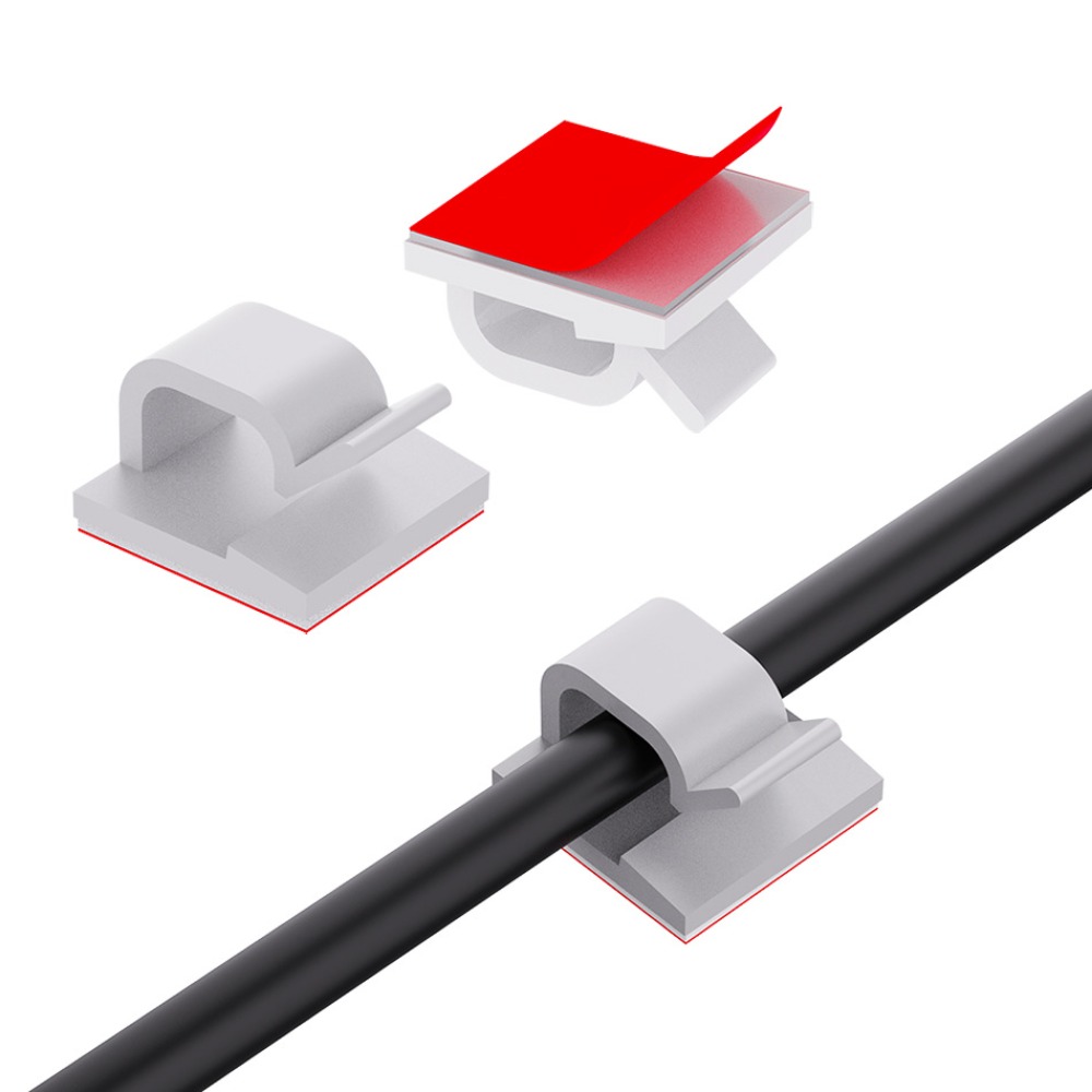Desk Cable Organizer - R Şekilli Şeffaf Plastik Kablo Klipsi
