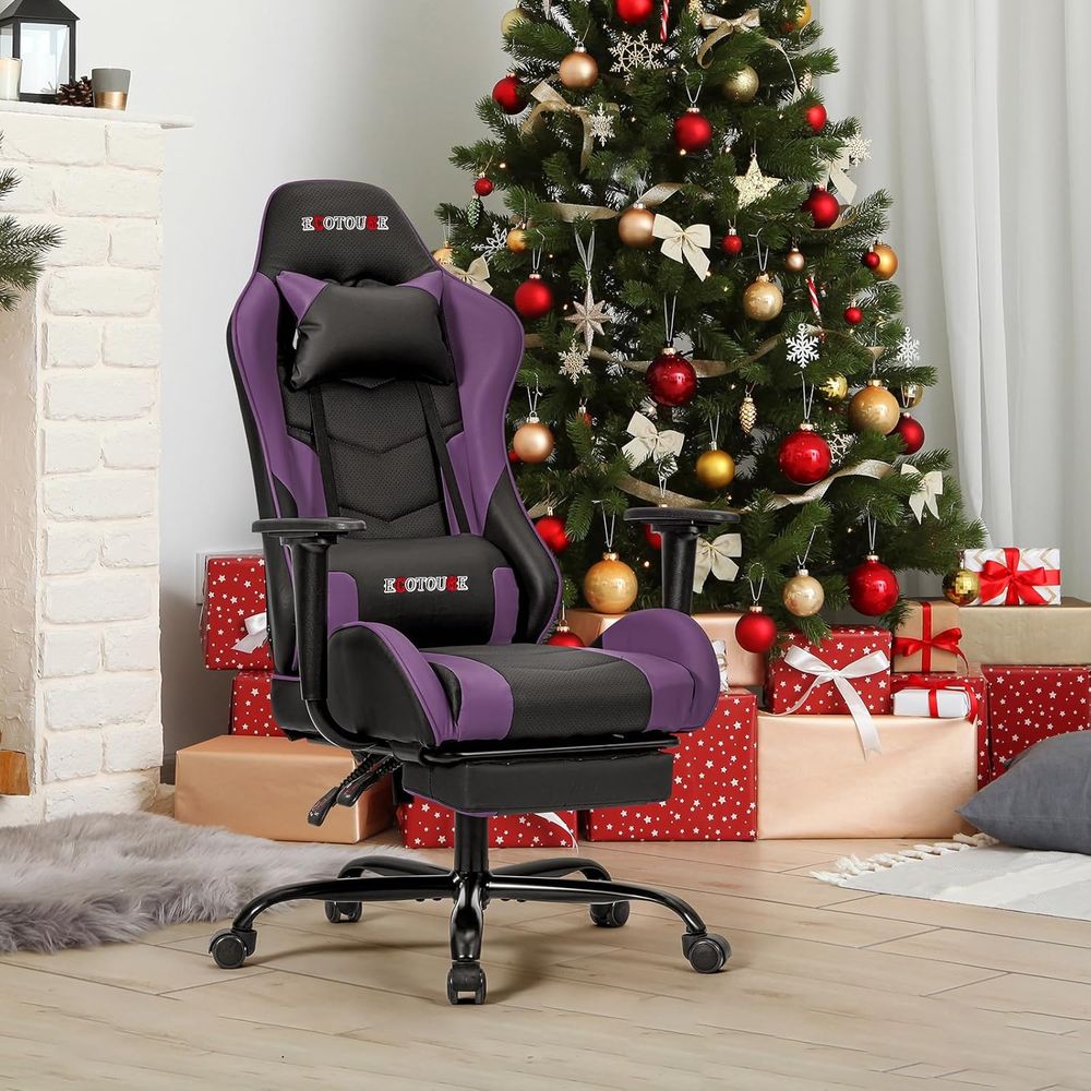Gaming Chair - Ayak Dayamalı Yarış Tarzı Oyun Koltuğu,