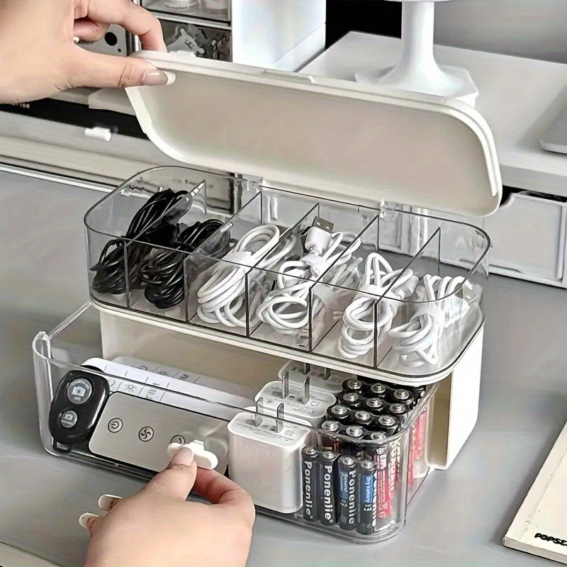 Desk Cable Organizer - Çift Katmanlı Şeffaf Masaüstü Kablo Düzenleyici