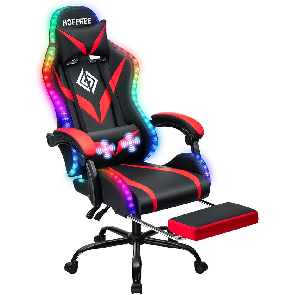 Gaming Chair - Masajlı, LED Işıklı ve Ayarlanabilir Bel
