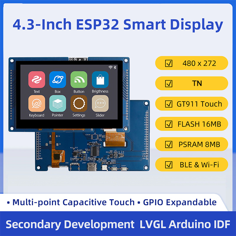 ESP32 S3 4.3 İnç 480*272 Kapas - Dual Monitor Arm incelemesi ve fiyatı